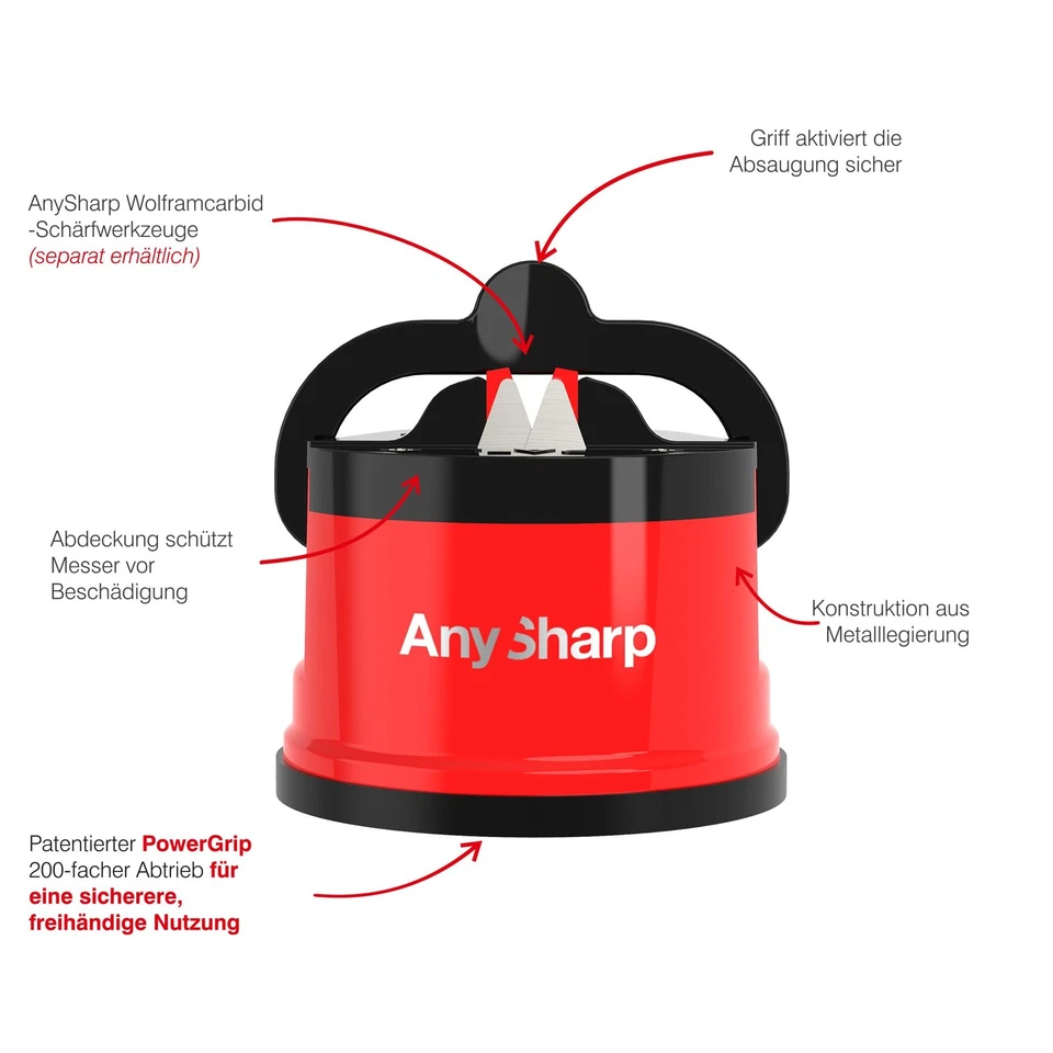 Messerschärfer | Freihändige Sicherheit PowerGrip Saugnapf | Sicheres Schärfe... - Bild 4 von 4
