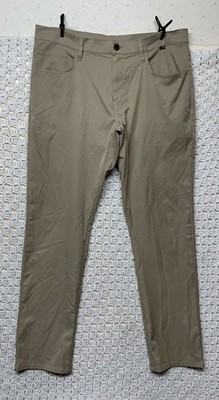 Travis Mathew Pants Mens 36x31 Beige Performance Stretch Casual Flat Front