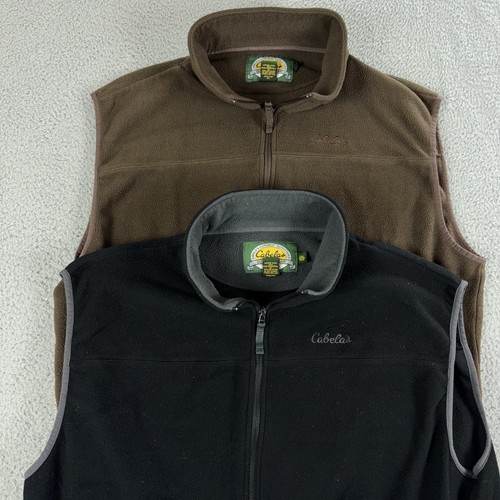 LOT OF 2 Cabelas Vest Mens 2XL Full Zip Fleece Windbreaker Hunting Polartec Hike