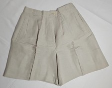 Vintage 1980s Giorgio Sant'Angelo Pleated Linen Blend Beige Shorts S8 Egypt