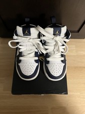 2019 Nike Air Jordan 1 Mid White Metallic Gold Obsidian TD 640735-174 Size 7C