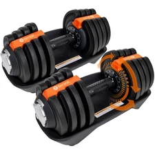 BodySport Adjustable Dumbbell, Pair- Includes 12 Free Weights, Ranging from 3 to