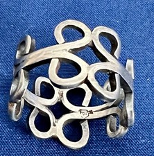 VTG Mexico Sterling Silver 925 Openwork Scroll Ring Size 9 Signed And Marked