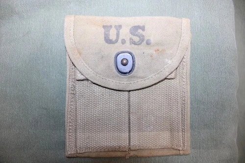 US Military Issue WW2 M1 Carbine Ammo Magazine Stock Belt Pouch Khaki Canvas OH