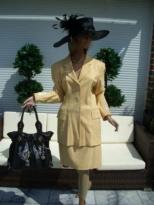 LUXUS COUTURE ESCADA Jacket Blazer gold gelb 36/38 NP1180,- GOLF karo Landhaus - Bild 1 von 4