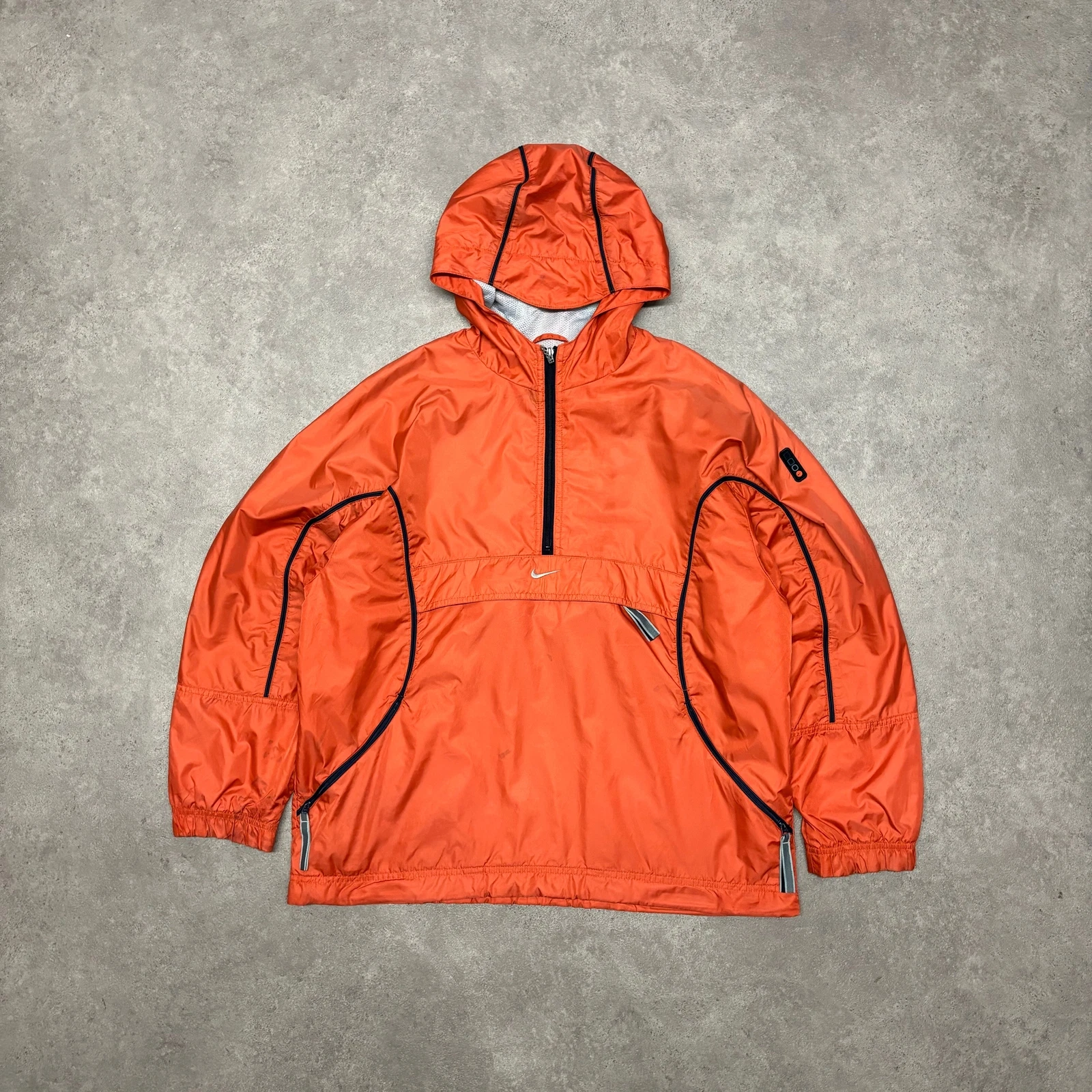 90's Vintage Nike Orange Central Swoosh Technical Pullover Jacket (S)