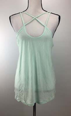 Free Press Women s Tank Top Cami Lattice Straps Scoop Neck Green Lily NWT