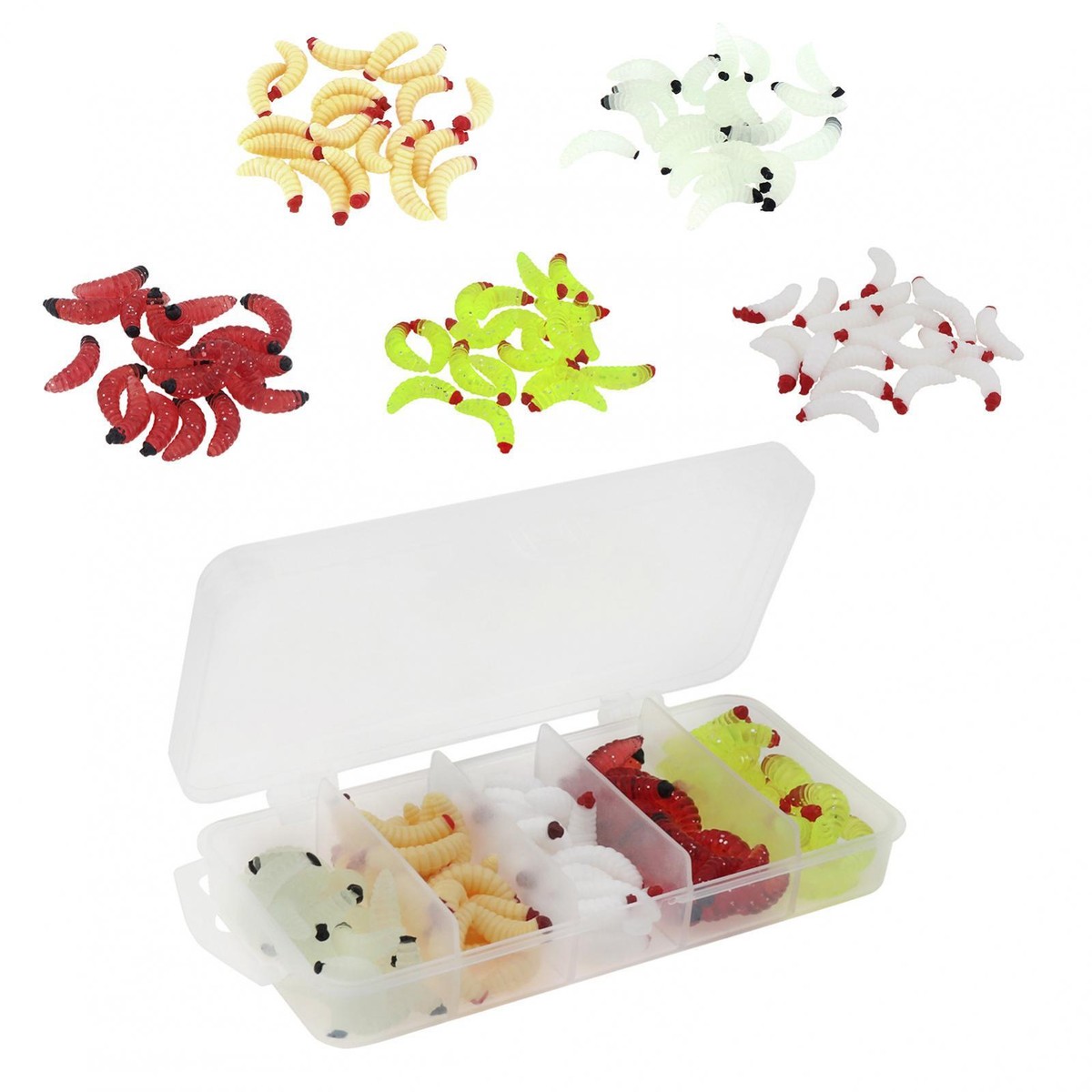 250pcs Earthworm Maggot Baits Soft Lures Set, Worms Trout Bass