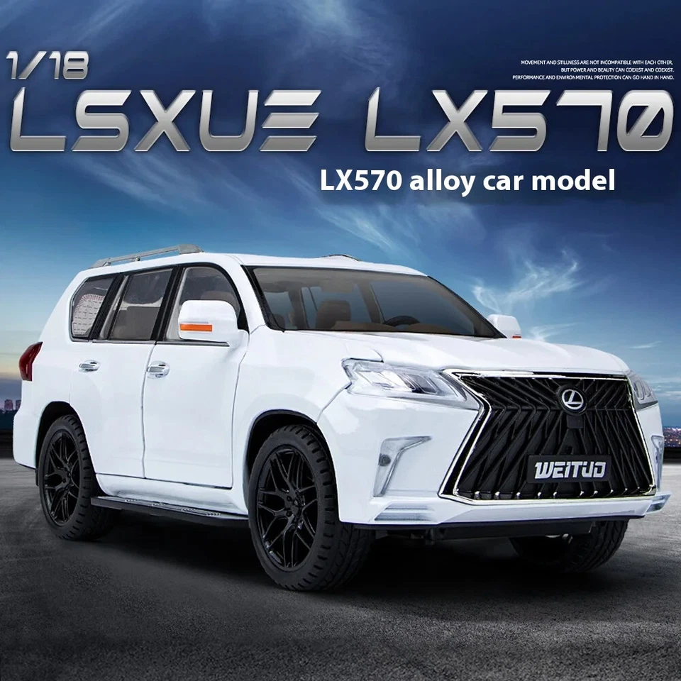Large 1:18 Lexus LX570 Off-Road SUV Diecast Car Model Sound & Light Kids Gift - Image 2 of 4