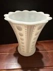 Vintage Zipper & Button White Milk Fluted Vase 7”x 6”