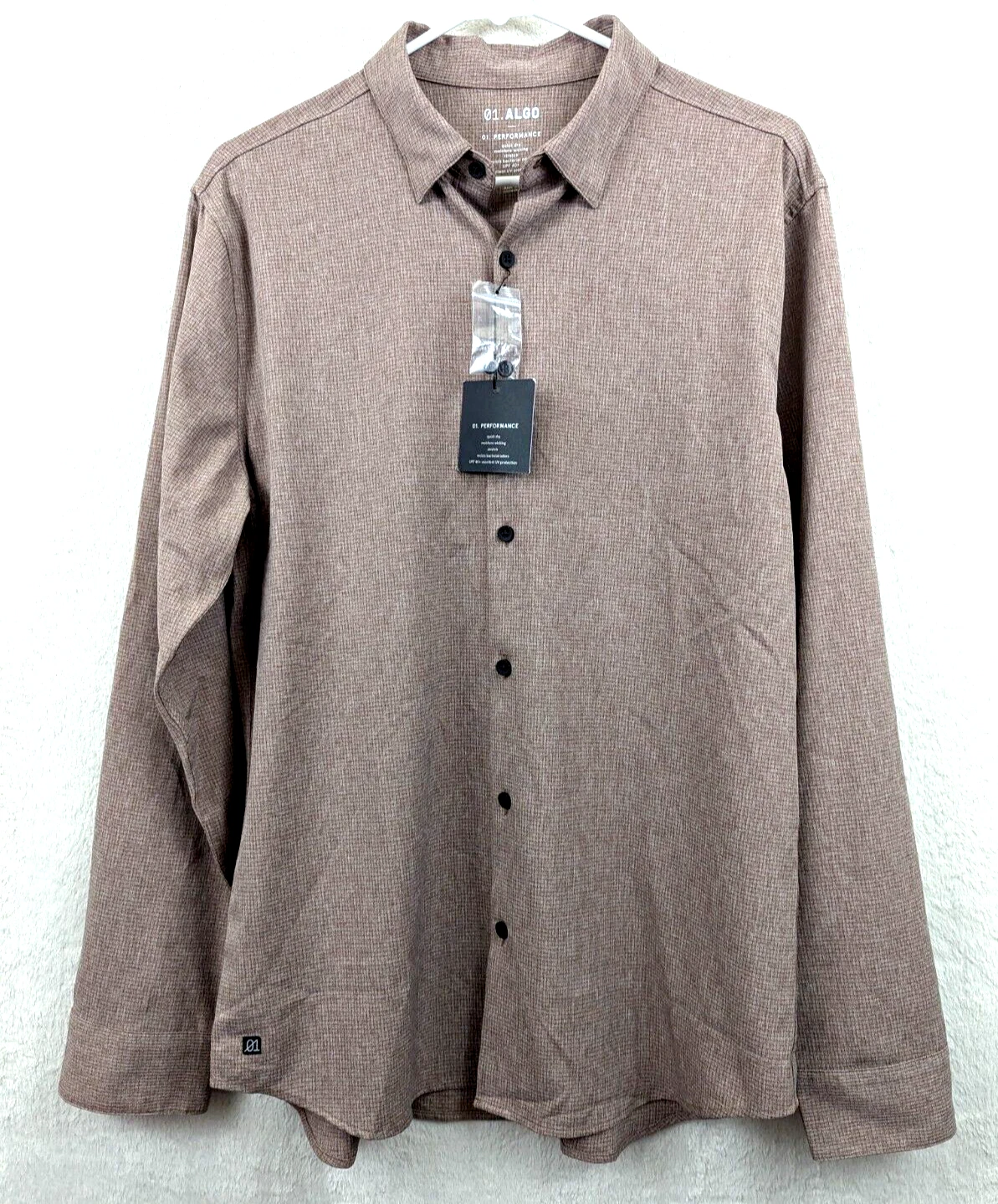 01.ALGO Performance sz M Shirt quick dry moisture wicking stretchy UPF 40 3188