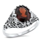 GENUINE 2.2 CT GARNET 925 STERLING SILVER ART NOUVEAU STYLE FILIGREE RING   #775