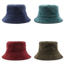 Unisex Corduroy Fishermen Bucket Hat Solid Casual Outdoor Hiking Cap Chic Multi