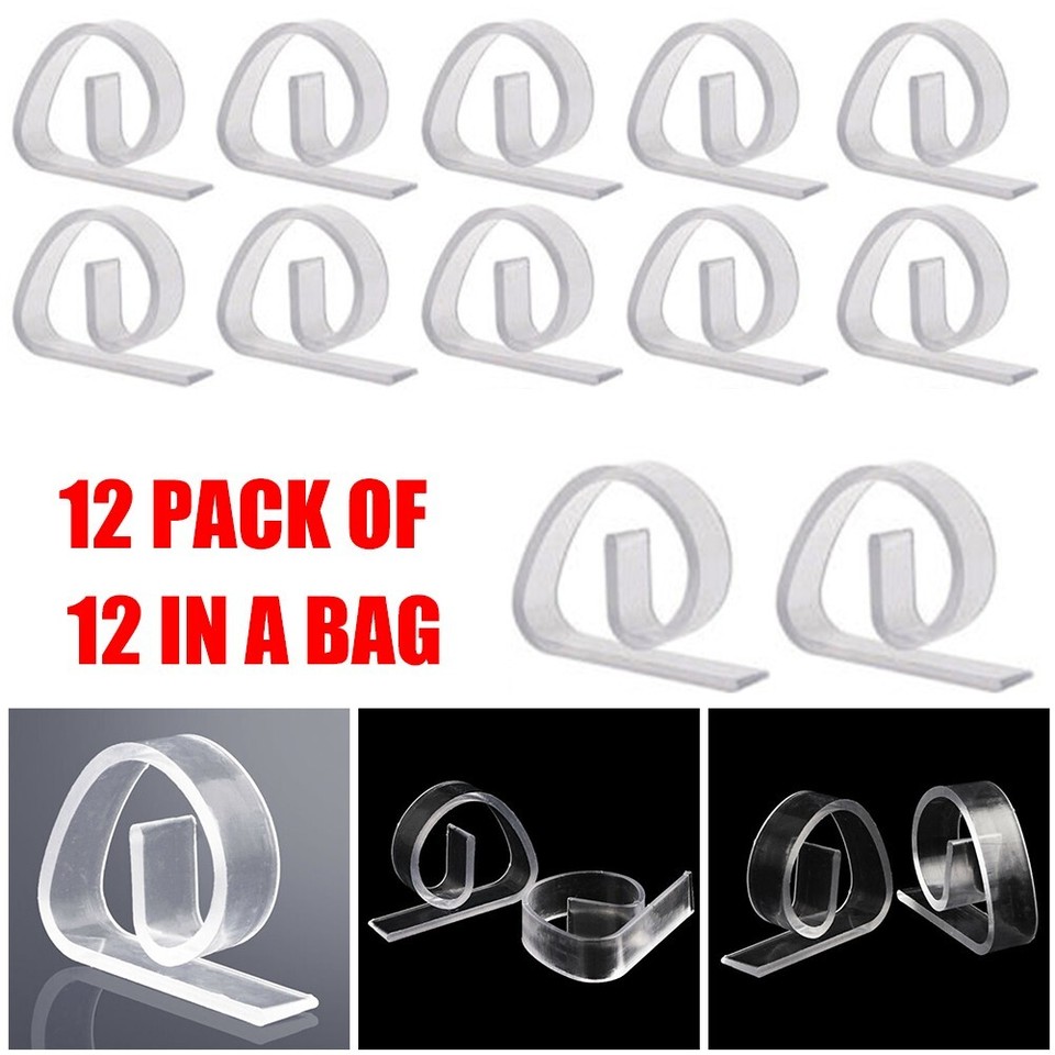 12pcs Table Cloth Clips Holder Clear Tablecloth Cover Plastic Grips