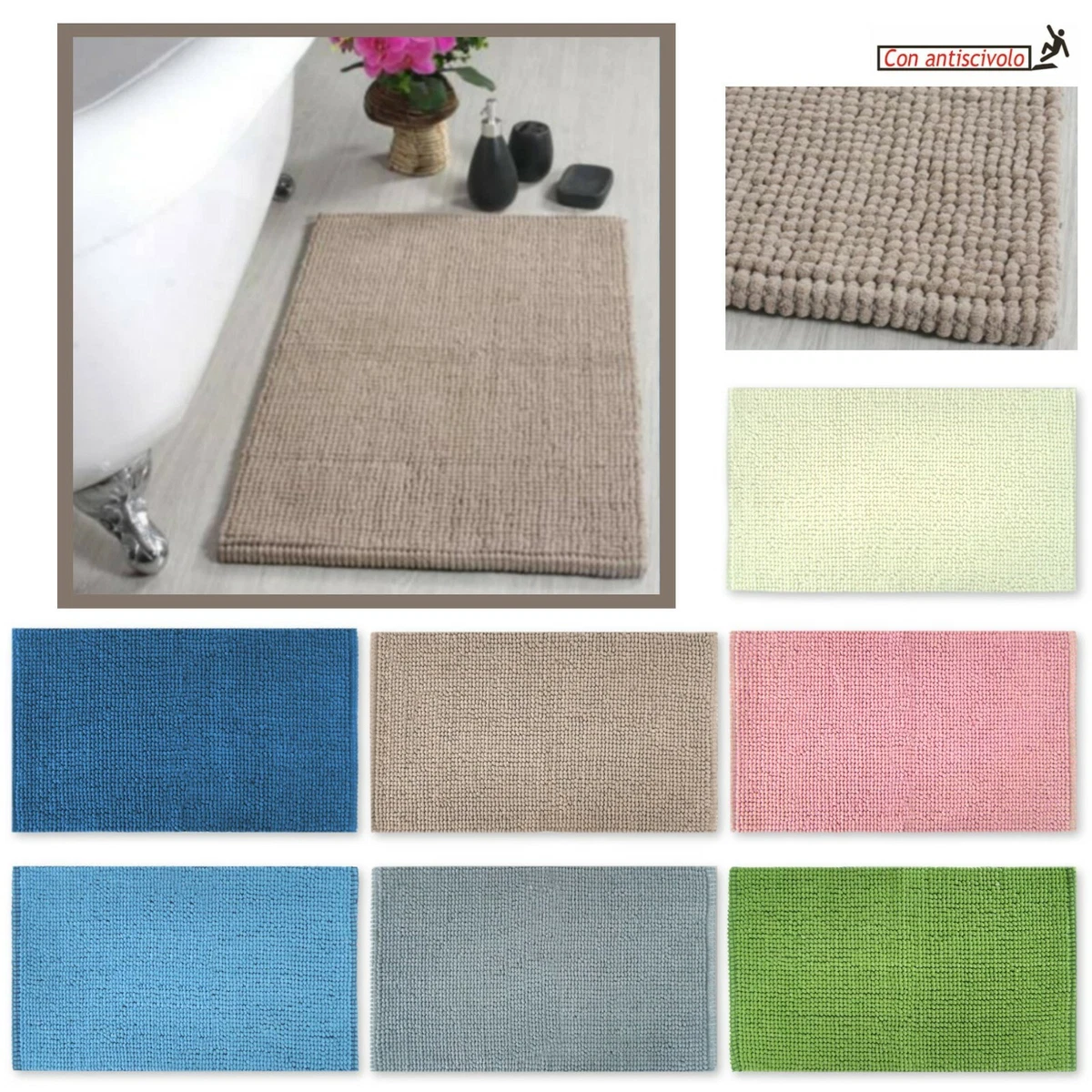 Tappeto Cucina Bagno Puro Cotone Morbido Assorbente Tessuto Intrecciato a Mano Verde 55x280 cm | Leroy Merlin