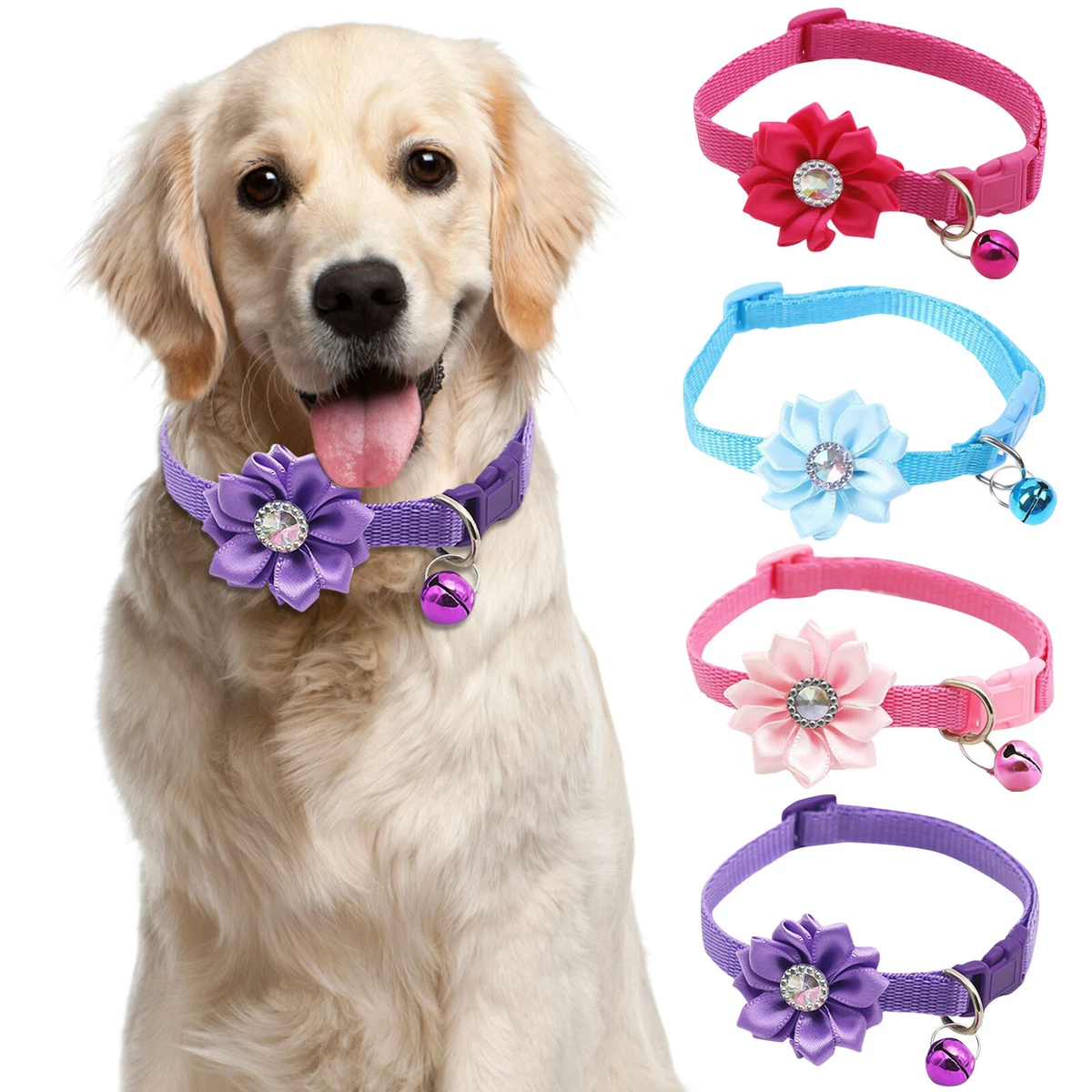 Pet Dog Collar Bell Flower Necklace Collar For Small Dog Puppy