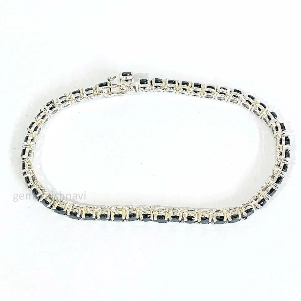 Black Diamond Tennis Bracelet 7.50 Inches In 925 Sterling Silver AAA Certified ! - Image 2 of 4