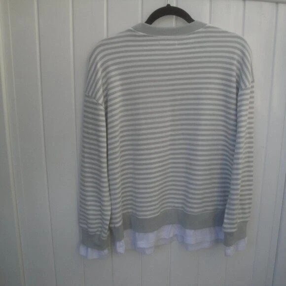 Top para mujer Cali B gris mediano gris-blanco a rayas detalles de camiseta Foto 4 de 4