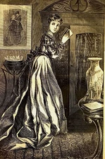 Gaston Fay - Victorian Lady READS FORBIDDEN BOOK BYRON 1869 Antique Print Matted