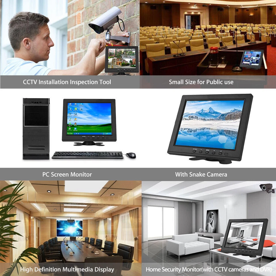 8" AUDIO LCD Color Display Monitor HDMI VGA BNC AV For PC CCTV DVR Backup Camera - Image 2 of 4