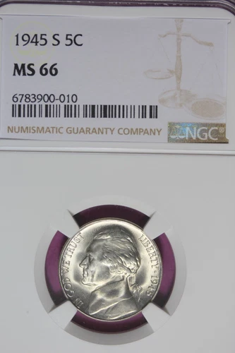 1945 S- NGC 5C MS66 JEFFERSON NICKEL #B44908