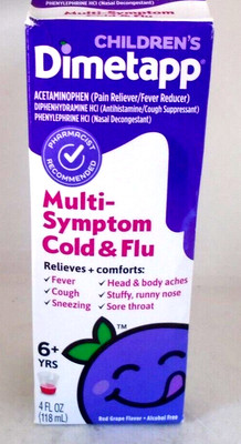 Children's Dimetapp Multi-Symptom Cold and Flu Relief Liquid Red Grape 4 oz.