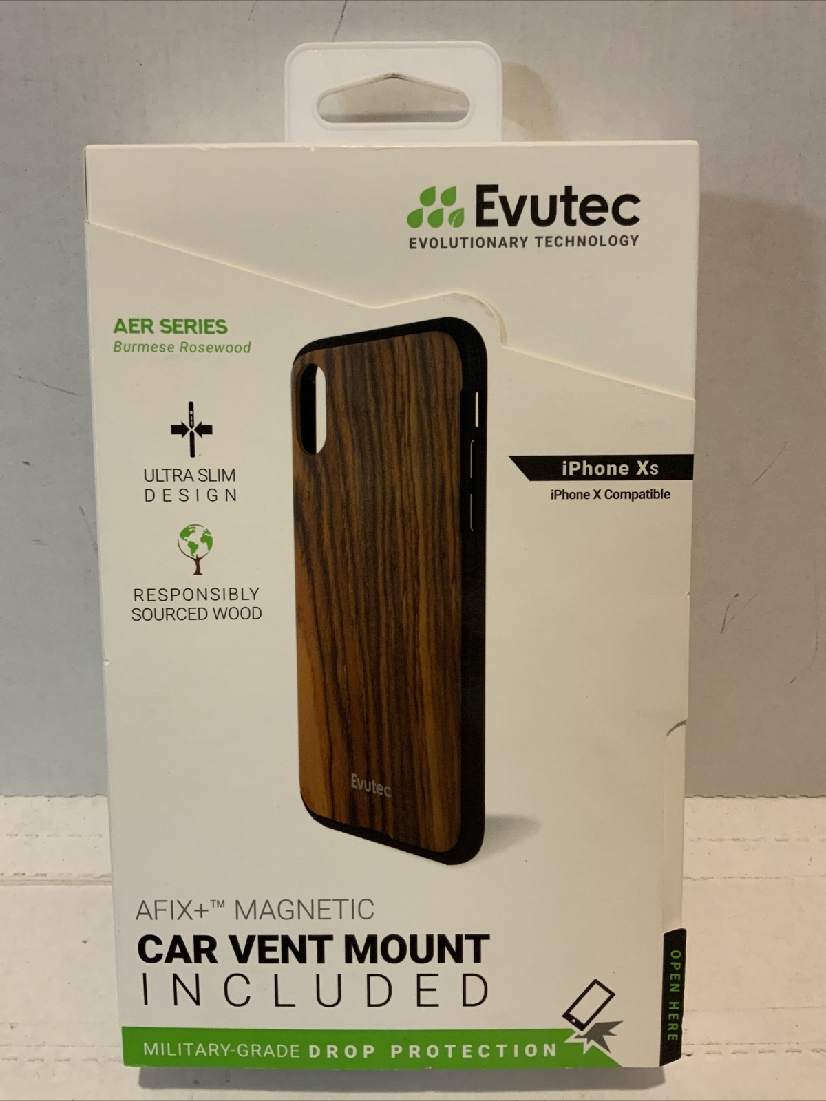 🏈 Evutec iPhone Xs Sourced Wood Drop Protection Car Vent Mount Included New ‼️ eBay