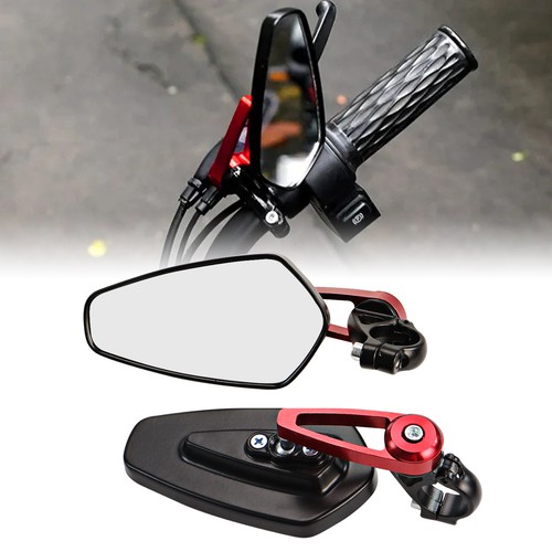 2 X Universal Motorcycle Aluminum Rear View Side Mirrors Flexible Handle Bar End - Picture 3 of 11