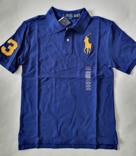 Polo RALPH LAUREN Boys Polo Shirt Big PONY Size 10/12 14-16 Blue White - 第 1/12 張圖片