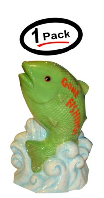 1 RUSS BERRIE GIMMIE A BREAK GONE FISHING CERAMIC BANK (1 Pack)- New - Free Ship
