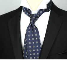 New Classic Polka Dot Blue White JACQUARD WOVEN 100 Silk Men's Necktie Tie