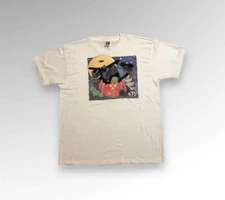 Halloween Kitty Cat Bat Pumpkin Goblincore Upcycled Bows Vintage T Shirt XL 