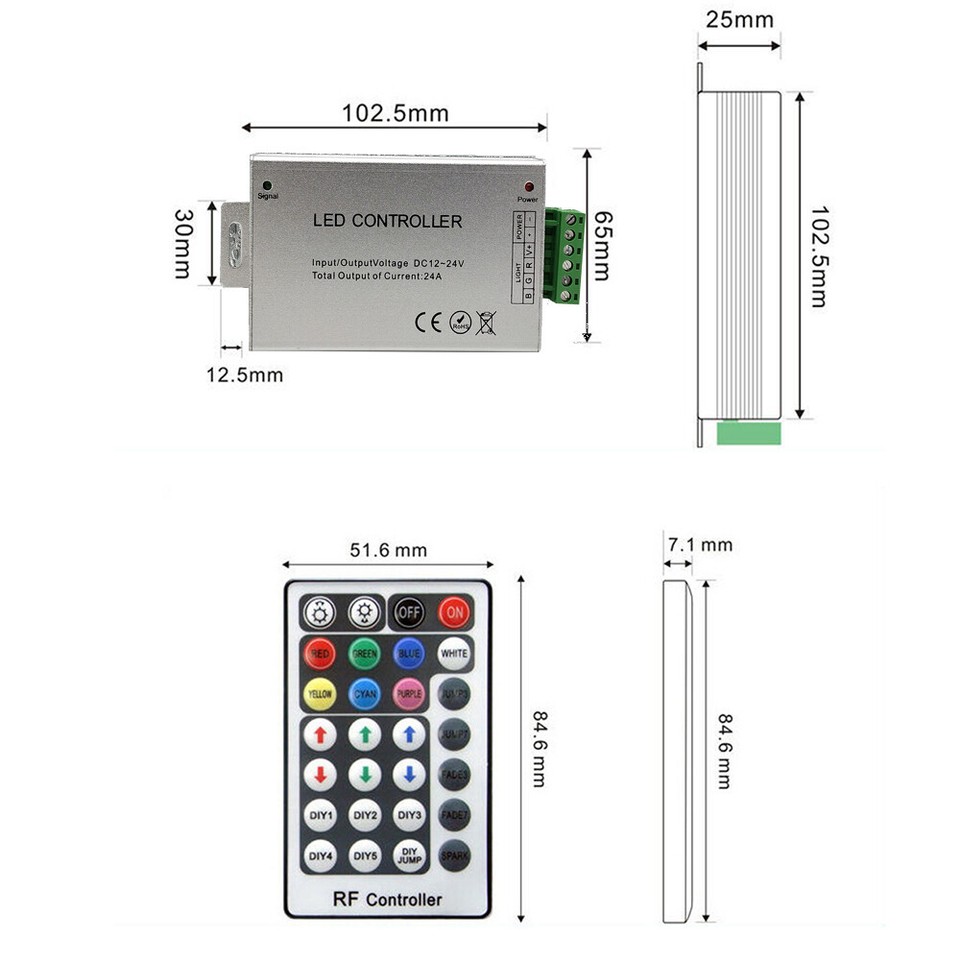 24Key 28Key 44Key IR/RF Remote Wireless RGB LED Light Controller ...