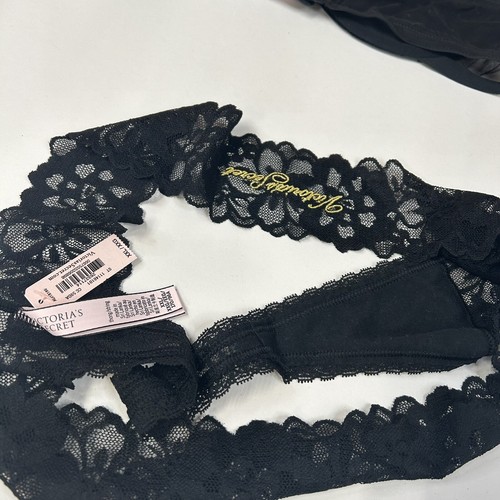 NEW Victorias Secret 38C Unlined Demi Velvet Bra Black XXL Lace Thong #1695 - Picture 5 of 6