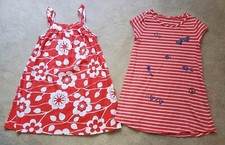 Lot of 2 Girls Dresses Striped Gymboree Floral Carter's Orange White Size 5/6