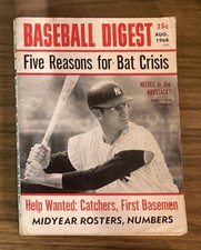Baseball Digest August, 1968 Five Reasons for Bat Crisis Andy Kosco