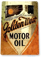 Golden West Motor Oil Sign, Gas Station, Garage, Auto Shop, Retro Tin Sign B877