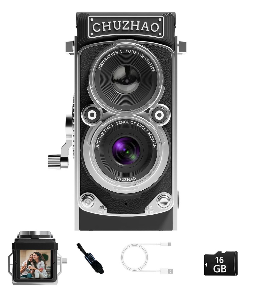 CHUZHAO Vintage Mini Digital Camera Portable TLR Style Retro Point
