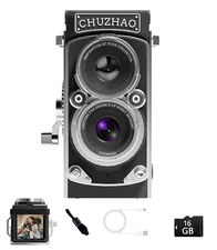 CHUZHAO Vintage Mini Digital Camera Portable TLR Style Retro Point and Shoot ...