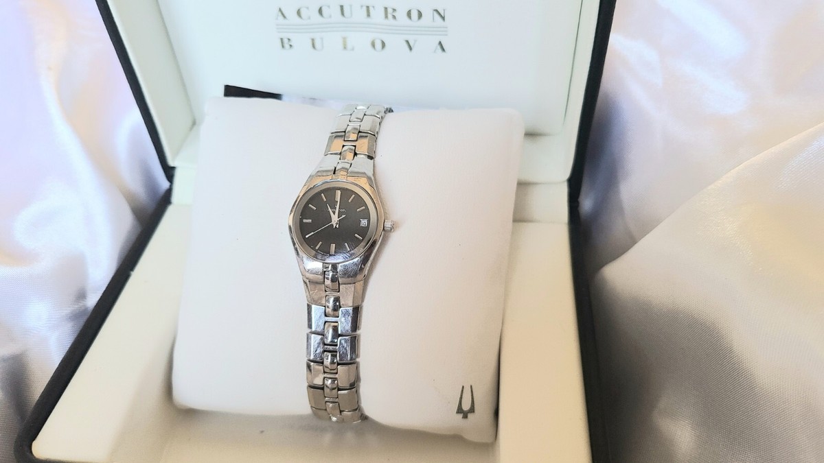 Bulova Accutron 6 Jewel Swiss Quartz Silver-Tone Black Dial