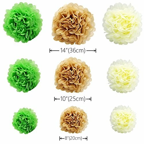 Happy Birthday Banner Chic Garland Green with Gold Foil Lettering & Pom Poms - Image 2 of 4