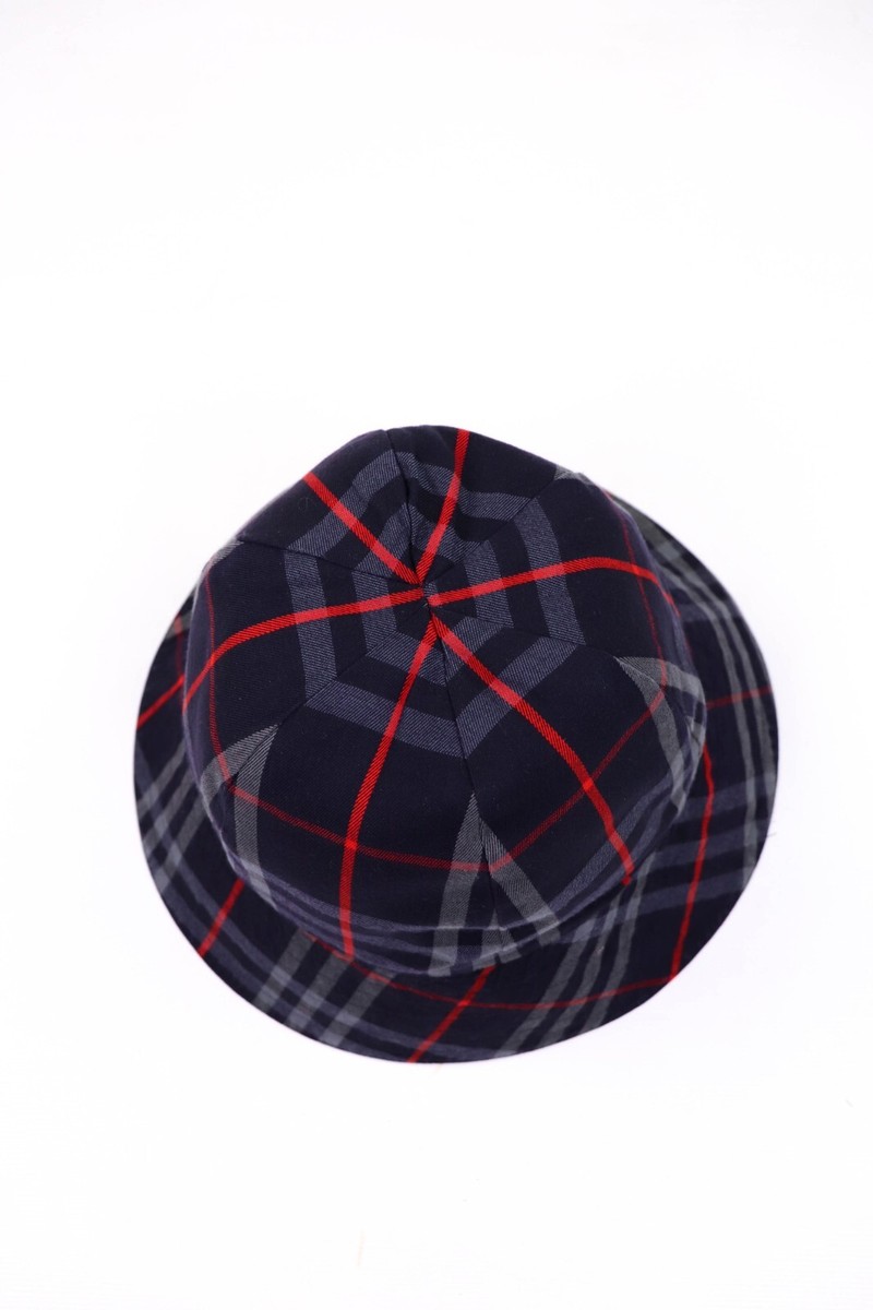 Burberrys Vintage Blue Nova Check Reversible Bucket Hat