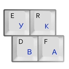 HQRP QWERTY Russian / Ukrainian Transparent Keyboard Stickers Blue Lettering