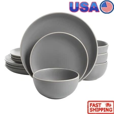 Home Rockaway 12-Piece Dinnerware Set Service for 4 Kitchen Dining Durable New