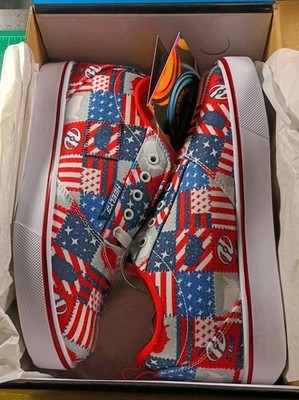 HEELYS Unisex Child Pro 20 Prints Wheeled Heel Size 7 Women's 8 RED WHITE NAVY