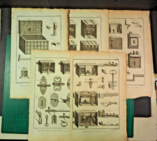 Serrurerie - Schlosserei - 5 orig. Kupfer aus Diderot&acute;s L`Encyclop&eacute;die um 1772