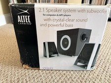 Altec Lansing VS2621 Powered Computer Speakers Silver Black Desktop Pair New