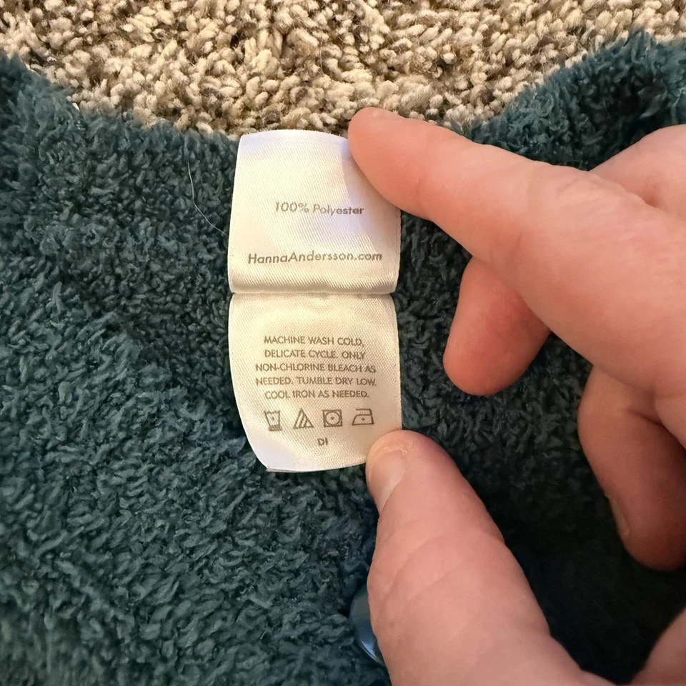 Hanna Andersson Girl’s Size 150 US 12 Marshmallow Cardigan Sweater Juniper Green - Image 4 of 4