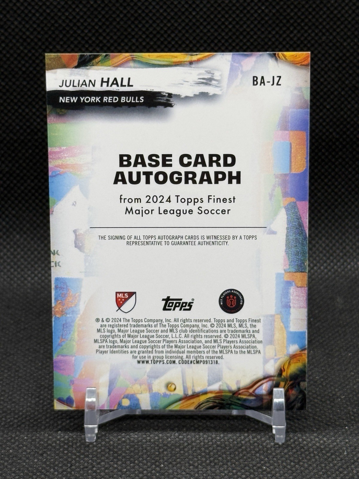 Julian Hall 2024 Topps Finest MLS True Gold Refractor Rookie Auto /50 SP USA view 2