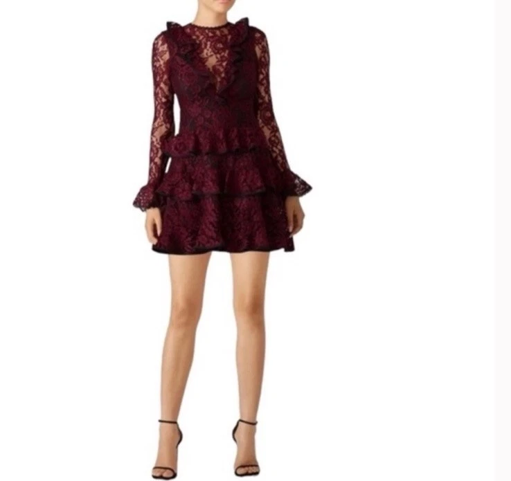 combination lace and velvet mini dress Nora Black Velvet Drop Waist Corset Puffy Mini Dress with Lace Trim (A